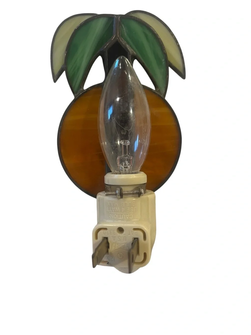 Vintage Artisan Stained Glass Palm Tree Night Light